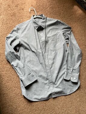 NEW MUJI Men's Classic Gray Button-Up Shirt